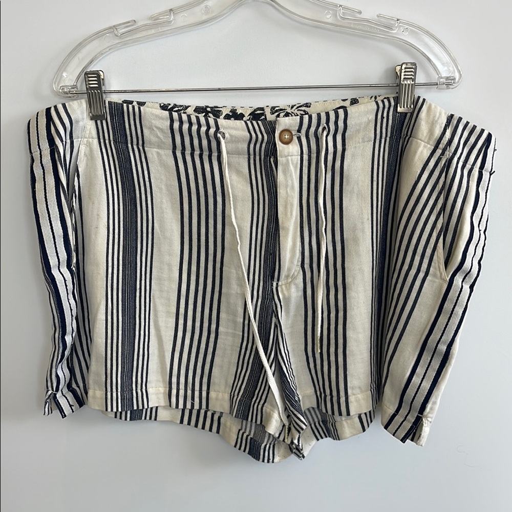 Nautica High Waist Blue and White Striped Cotton Shorts Size 16